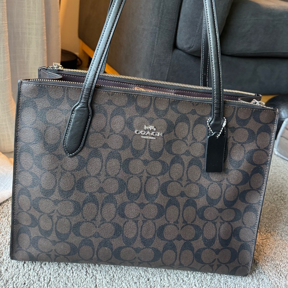 Coach Dark Brown Signature Tote